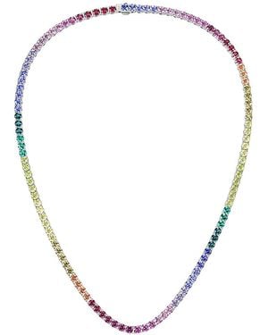 Lab Grown Diamonds 30.00 Ct. Tw. Lab-Grown Diamond & Lab-Grown Sapphire Tennis Necklace - Metallic
