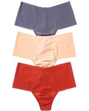 Hanky Panky Set Of 3 Breathe High-Rise Thong - Red
