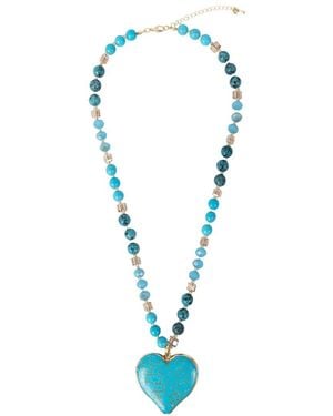 Saachi Heart Stone Short Necklace - Blue