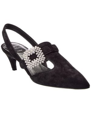 Roger Vivier Suede Slingback Pump - Black