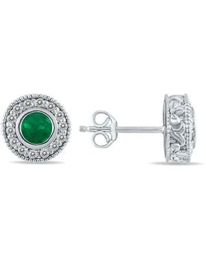 Gem Spark 14K 0.76 Ct. Tw. Diamond & Emerald Earrings - Green