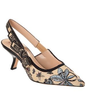 Dior J'A Straw & Leather Slingback Pump - Metallic