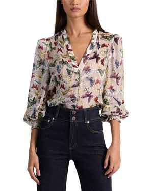 Alice + Olivia Sheila Silk-Blend Blouse - Blue