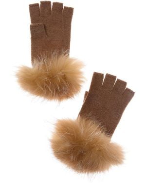 Sofiacashmere Sofiacashmere Fingerless Cashmere Gloves - Brown