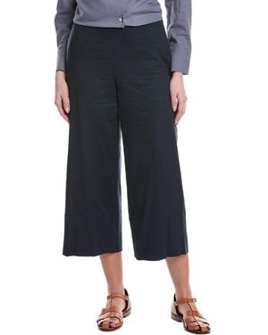 Vince Crop Wide Linen-Blend Pant - Blue