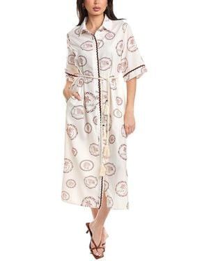 JLuxe Short Sleeve Midi Shirtdress - White