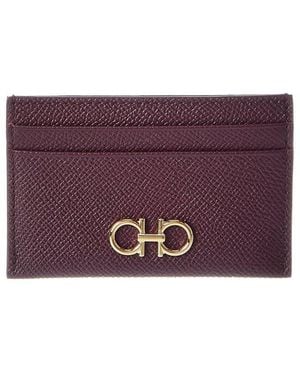 Ferragamo Gancini Leather Card Holder - Purple