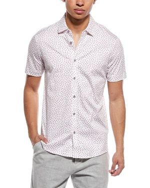 RAFFI Mini Leave Print Button Shirt - White