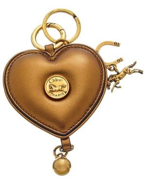 Chloé Symbols Heart Leather Key Ring - Metallic