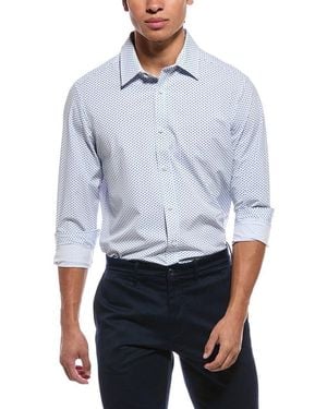 Report Collection 4-Way Printed Woven Sport Shirt - Blue