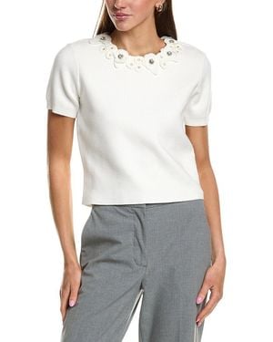 Endless Rose Floral Detail Short Sleeve Jumper - White
