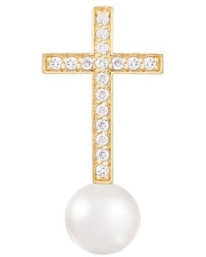 Splendid 14K 0.09 Ct. Tw. Diamond & 6-6.5Mm Pearl Pendant - White