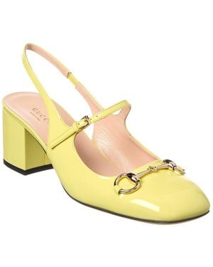Gucci Horsebit Patent Slingback Pump - Yellow