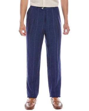 Brunello Cucinelli Leisure Fit Pleated Linen Pant - Blue