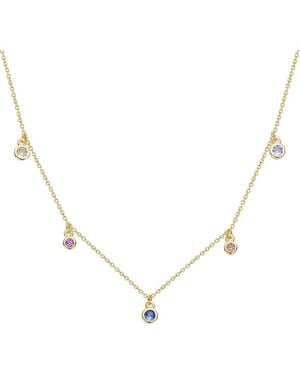 Rachel Glauber 14K Plated Cz Charm Necklace - Natural