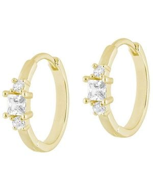 Electric Picks 14K Plated Cz Shine On Hoop Earrings - Metallic