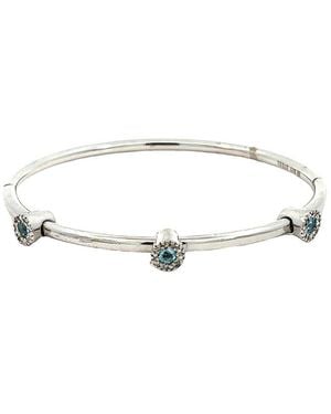Gemstones Stainless Steel 0.38 Ct. Tw. Diamond & Topaz Bangle Bracelet - Multicolour