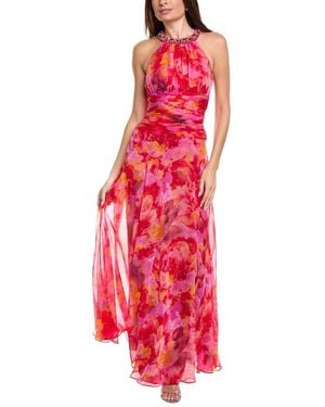 Teri Jon Printed Maxi Dress - Red