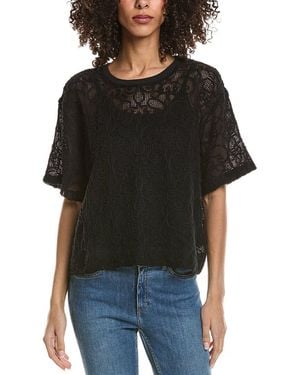 Johnny Was Textured Mesh Boxy Top - Black
