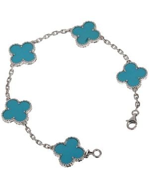 Van Cleef & Arpels 18K 5 Motif Vintage Alhambra Bracelet (Authentic Pre-Loved) - Blue