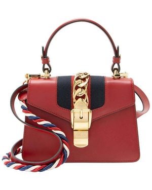 Gucci Leather Sylvie Mini Top Handle (Authentic Pre-Loved) - Red