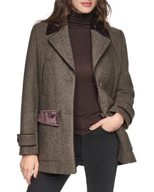 Andrew Marc Stansbury Herringbone Wool-Blend Blazer Coat - Brown