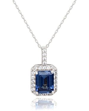 Suzy Levian Silver 0.02 Ct. Tw. Diamond & Gemstone Pendant - Blue