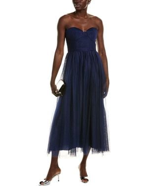 ML Monique Lhuillier Liane Tulle Cocktail Dress - Blue