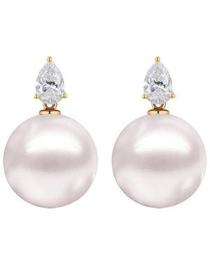 Kai Fine Jewelry 14K 1.00 Ct. Tw. Lab-Grown Diamond & 12-13Mm Pearl Drop Earrings - White