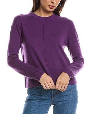 Forte Exposed Seam Crewneck 100% Cashmere Jumper - Purple