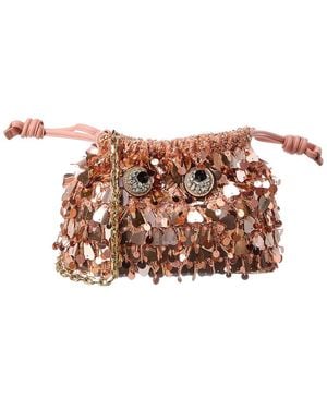 Anya Hindmarch Embellished Shrimp Satin & Leather Clutch - Brown