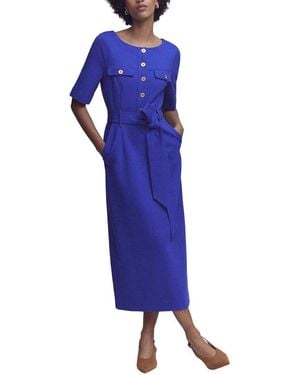 Boden Petite Bria Ponte Midi Dress - Blue
