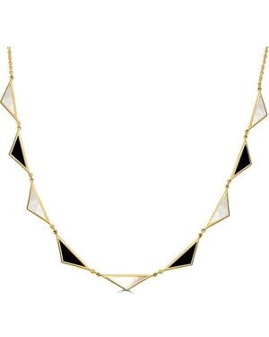 Italian Gold 14K Gemstone Station Necklace - Natural