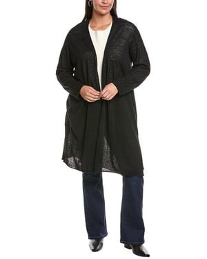 Eileen Fisher Plus Linen-Blend Long Cardigan - Black