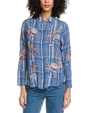 Johnny Was Alexa Silk Shirt - Blue