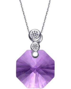 Genevive Jewelry Silver Cz Necklace - Purple