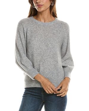 Autumn Cashmere Sequin Blouson Sleeve Crewneck Cashmere & Silk-Blend Jumper - Grey