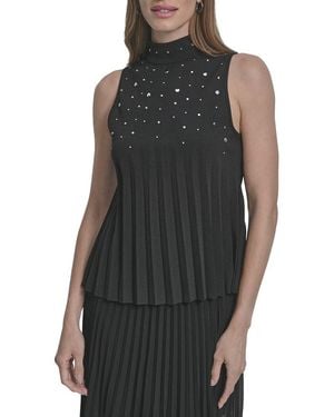 DKNY Scuba Crepe Stud Top - Black
