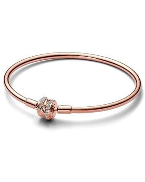 PANDORA Moments 14k Rose Gold Plated Cz Bangle Bracelet - White