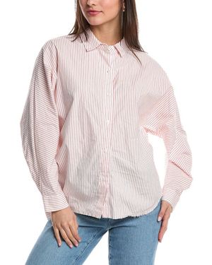 Stateside Poplin Stripe Dolman Shirt - White