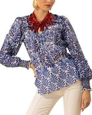Hale Bob Silk-Blend Cheyenne Blouse - Blue