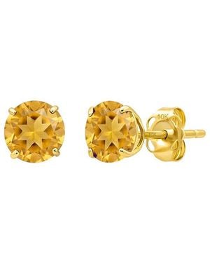 MaxColor 14K 1.40 Ct. Tw. Citrine Stud Earrings - Metallic