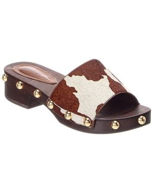 SCHUTZ SHOES Shayla Beads Low Block Haircalf Sandal - Brown