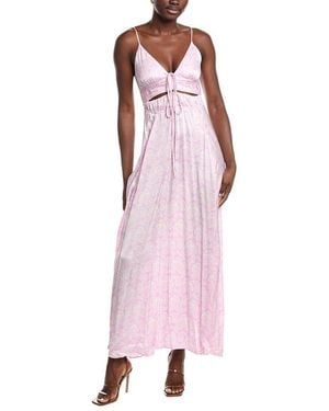 Maje Cutout Waist Maxi Dress - Pink
