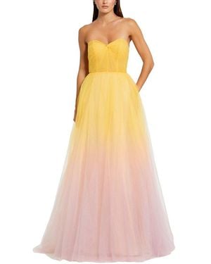 Mac Duggal Strapless Sweetheart Ombre Tulle Ballgown - Yellow