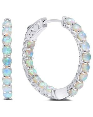 MaxColor 1.50 Ct. Tw. Lab-Grown Opal Hoop Earrings - White