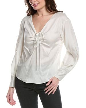 Rebecca Taylor Drawstring Blouse - Grey