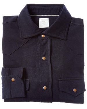 Eleventy Texas Wool & Cashmere-Blend Shirt - Blue
