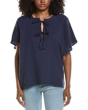 Johnny Was Raglan Poncho Top - Blue