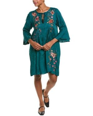 Johnny Was Ruffle Sleeve Dress - Blue